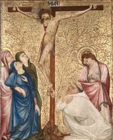Calvary with a Carthusian Monk, 1389-1395. Creator: Jean de Beaumetz (French, c. 1335-1396)