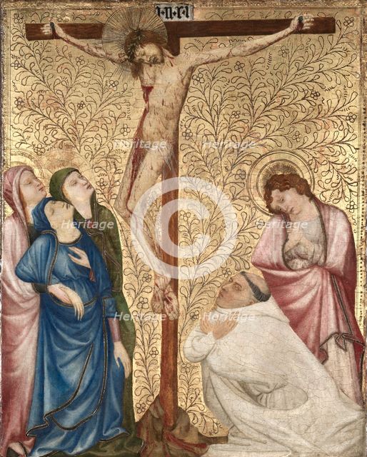 Calvary with a Carthusian Monk, 1389-1395. Creator: Jean de Beaumetz (French, c. 1335-1396).