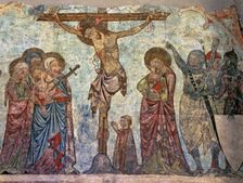 Calvary c. 1330 - 1350, wall Painting in the chapel of St. Thomas of the Old Cathedral of Lle…