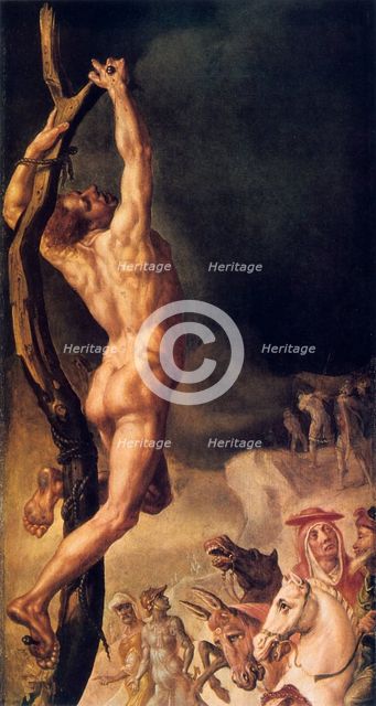 'Calvary', detail from left side panel, 1545-1550. Artist: Maerten van Heemskerck