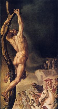 Calvary detail from left side panel, 1545-1550. Artist: Maerten van Heemskerck