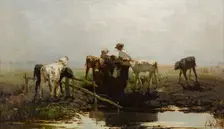 Calves at a trough. Artist: Maris, Willem (1844-1910)