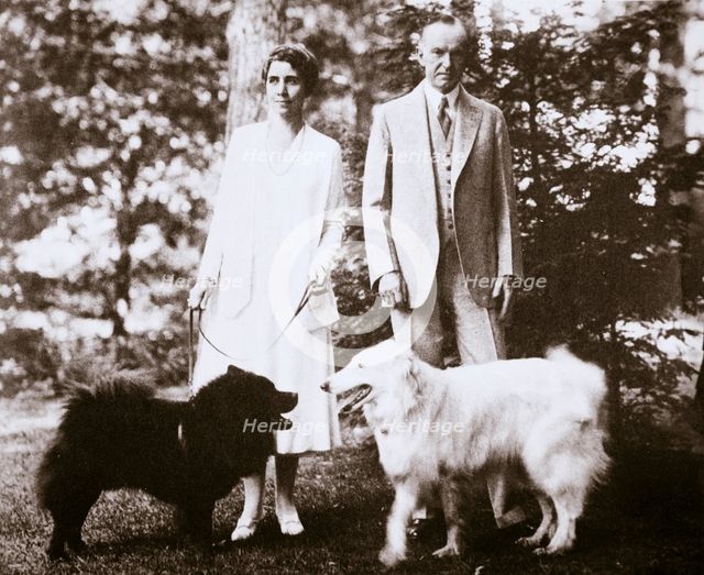 Calvin Coolidge, 30th President of the United States, and his wife, 1920s or early 1930s. Creator: Unknown.