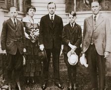 Calvin Coolidge, American politician, with his father, wife, and sons, 1920. Creator: Unknown