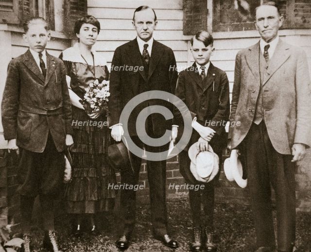 Calvin Coolidge, American politician, with his father, wife, and sons, 1920. Creator: Unknown.