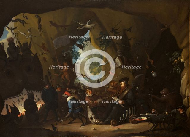 Calvin in Hell. Artist: Heemskerk, Egbert van, the Younger (1676-1744)