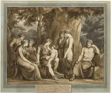 Calypso Watches Telemachus with Cupid on His Knee, While Mentor Watches in Anger..., 1808. Creator: Bartolomeo Pinelli