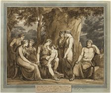 Calypso Watches Telemachus with Cupid on His Knee, While Mentor Watches in Anger..., 1808. Creator: Bartolomeo Pinelli