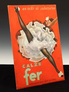 Calze Fer - Un velo di seduzione. Calzificio Antonio Ferrerio, 1950. Creator: Boccasile, Gino (1901-1952)