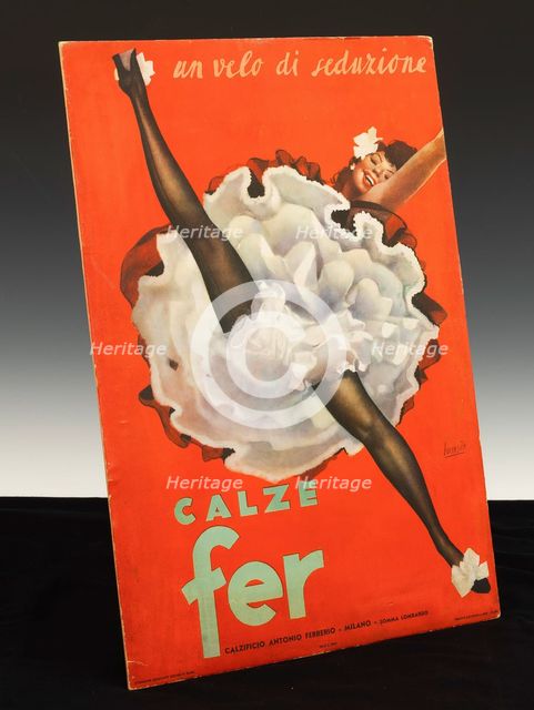 Calze Fer - Un velo di seduzione. Calzificio Antonio Ferrerio, 1950. Creator: Boccasile, Gino (1901-1952).