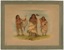 Camanchee Chief, His Wife, and a Warrior, 1861. Creator: George Catlin