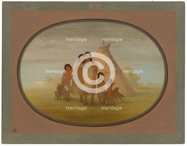 Camanchee Chief's Children and Wigwam, 1861/1869. Creator: George Catlin.