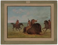 Camanchees Lancing a Buffalo Bull, 1861/1869. Creator: George Catlin