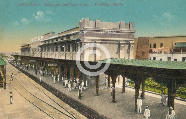 Camaguey. Estacion del Ferro-Carril. Railway Station, Cuba, c1910s. Artist: Unknown
