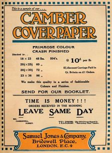 Camber Coverpaper - Samuel Jones & Company advertisement 1919