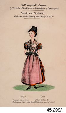 Cambrian Costumes series No. 1, 19th century. Creator: Lady Llanover