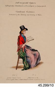 Cambrian Costumes series No. 10, 19th century. Creator: Lady Llanover