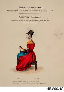 Cambrian Costumes series No. 12, 19th century. Creator: Lady Llanover