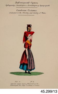 Cambrian Costumes series No. 13, 19th century. Creator: Lady Llanover
