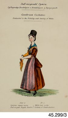 Cambrian Costumes series No. 3, 19th century. Creator: Lady Llanover