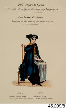 Cambrian Costumes series No. 8, 19th century. Creator: Lady Llanover