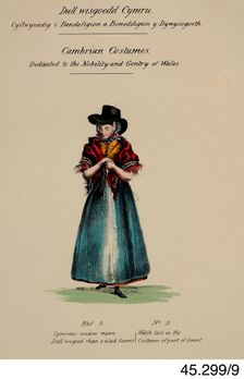 Cambrian Costumes series No. 9, 19th centiury. Creator: Lady Llanover
