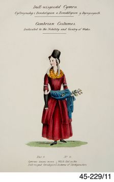 Cambrian Welsh Costume print no. 11, c1830s-1850s. Creator: Lady Llanover