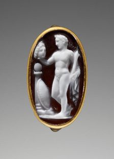 Cameo Gem with Perseus holding the Head of Medusa set into a Ring, 25 B.C.-A.D. 25. Creator: Unknown