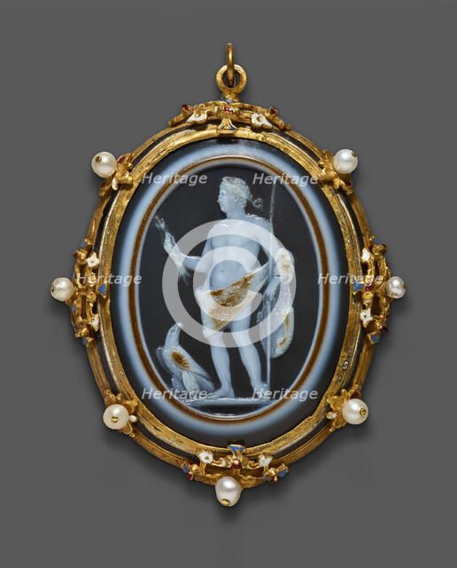 Cameo Portraying Emperor Claudius as Jupiter, Roman, 41-54 CE;  Italian mount, late 16th century. Creator: Unknown.