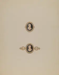 Cameo Pin and Ring, c. 1937. Creator: Dorothy Posten