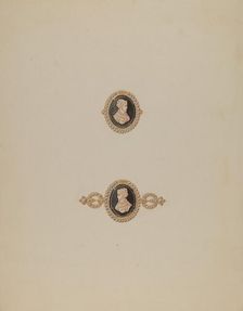 Cameo Pin and Ring, c. 1937. Creator: Dorothy Posten