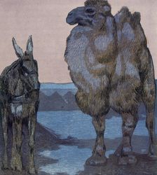 Camel and ass; scene from "The Jungle Book", 1919. Creator: Paul Jouve