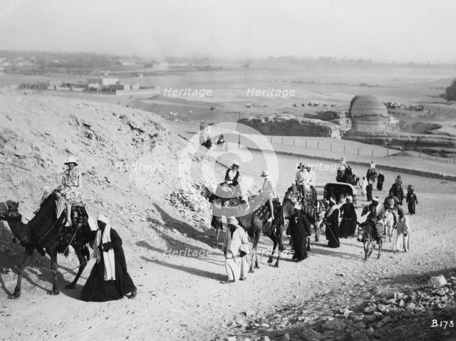 Camel tour, Giza, Egypt, c1920s-c1930s(?). Artist: Unknown