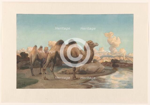 Camels in a landscape, 1884. Creator: August Le Gras.