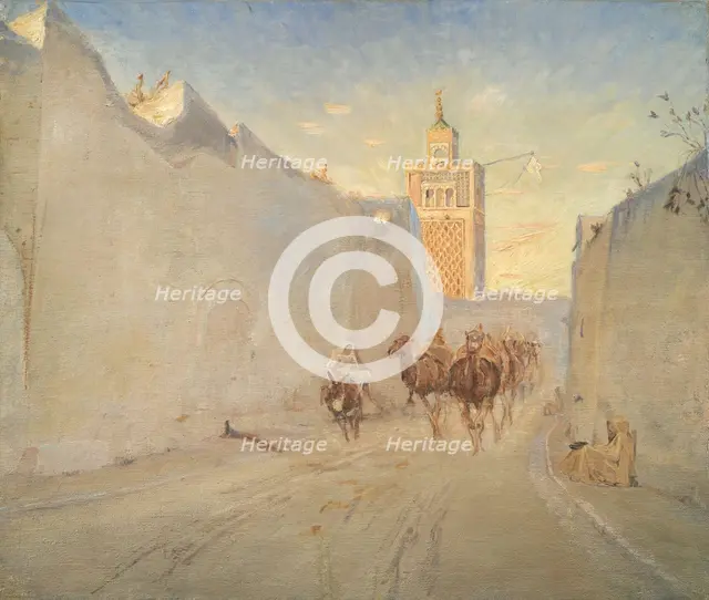 Camels in a Street in Tunisia, 1882. Creator: Theodor Esbern Philipsen.