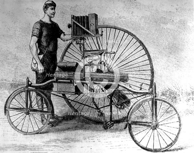 Camera mounted on a tricycle, 1888. Creator: Unknown.