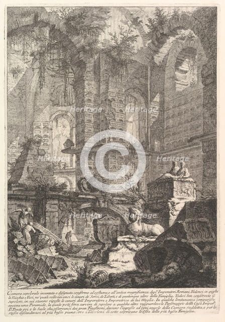 Camera sepolcrale inventata e disegnata conforme al costume, e all'antica magnificenza..., ca. 1750. Creator: Giovanni Battista Piranesi.