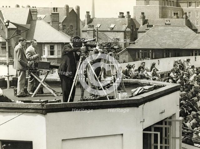 Cameras at Trent Bridge Cricket Ground, Nottingham, Nottinghamshire, c1950.  Artist: Edgar Lloyd