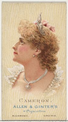 Cameron, from World's Beauties, Series 2 (N27) for Allen & Ginter Cigarettes, 1888., 1888. Creator: Allen & Ginter