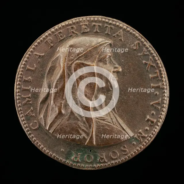 Camilla Peretti, died 1591, Sister of Pope Sixtus V [obverse], 1590. Creator: Domenico Poggini.