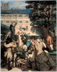 Camille Desmoulins in the Palais Royal Gardens 1848-1849. Artist: Honoré Daumier