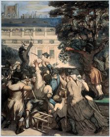 Camille Desmoulins in the Palais Royal Gardens 1848-1849. Artist: Honoré Daumier