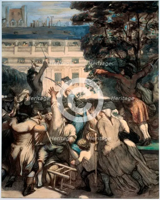 'Camille Desmoulins in the Palais Royal Gardens', 1848-1849.  Artist: Honoré Daumier