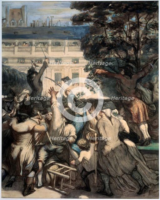 'Camille Desmoulins in the Palais Royal Gardens', 1848-1849.  Artist: Honoré Daumier