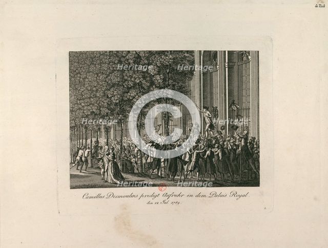 Camille Desmoulins in the Palais Royal Gardens, c. 1797-1800. Creator: Anonymous.