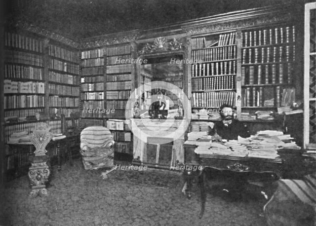 'Camille Flammarion - The Distinguished Astronomer Among His Books', c1925. Artist: Unknown.