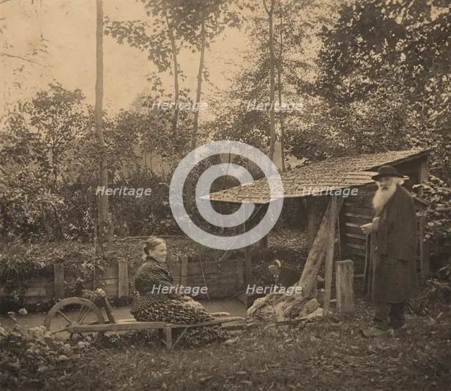 Camille Pissarro and Julie at the washhouse, Eragny, c1884-1903. Creator: Unknown.