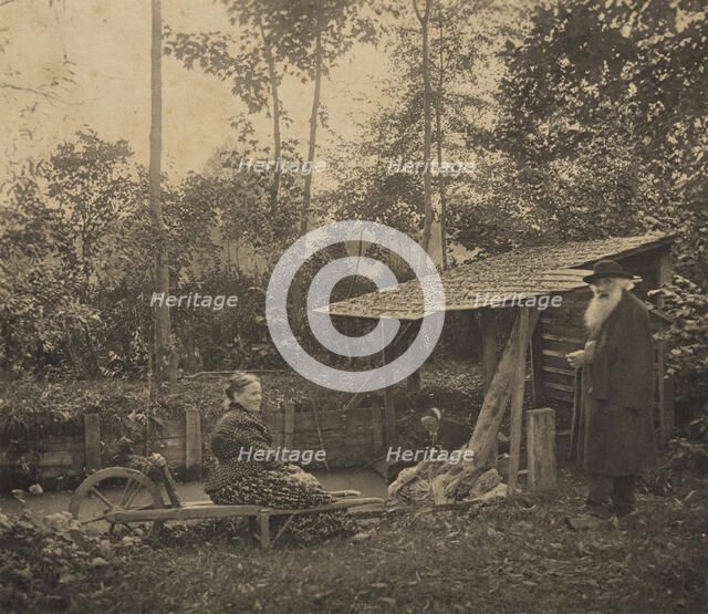 Camille Pissarro and Julie at the washhouse, Eragny, c1884-1903. Creator: Unknown.