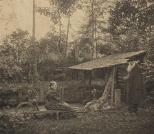 Camille Pissarro and Julie at the washhouse, Eragny, c1884-1903. Creator: Unknown