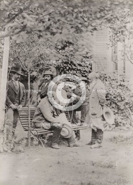 Camille Pissarro, Cezanne, Martinez and others in the garden at Pontoise, 1877. Creator: Unknown.